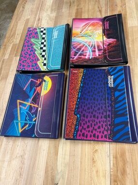 Bundle of FOUR retro 80s 90s trapper keeper binders. Lightly used.